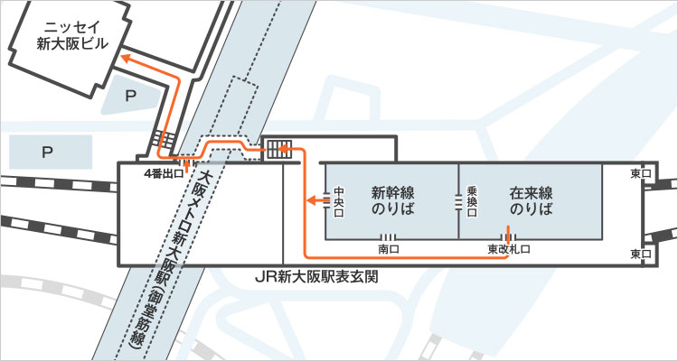 大阪本社 ニッセイ新大阪ビルアクセスマップ